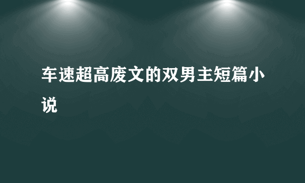 车速超高废文的双男主短篇小说