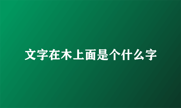 文字在木上面是个什么字