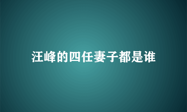 汪峰的四任妻子都是谁