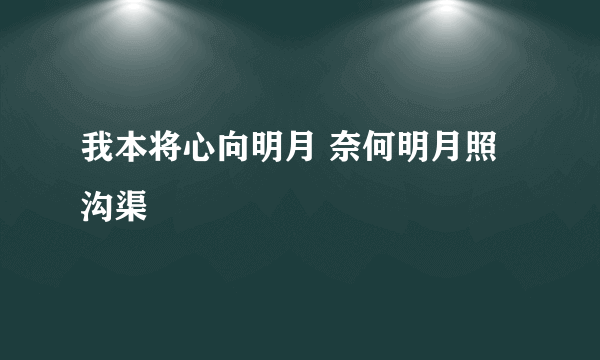 我本将心向明月 奈何明月照沟渠