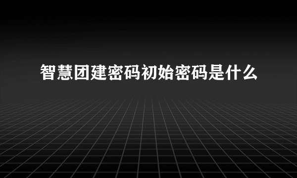 智慧团建密码初始密码是什么