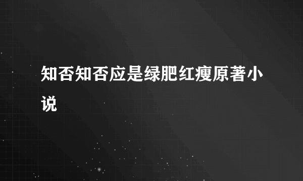 知否知否应是绿肥红瘦原著小说