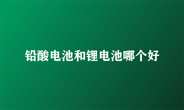 铅酸电池和锂电池哪个好