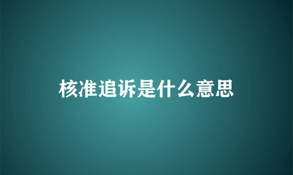 核准追诉是什么意思