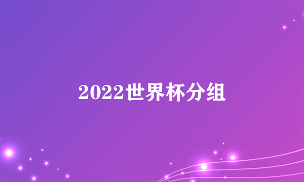 2022世界杯分组