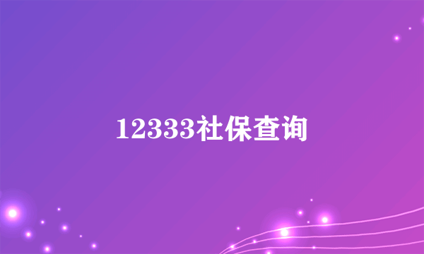 12333社保查询