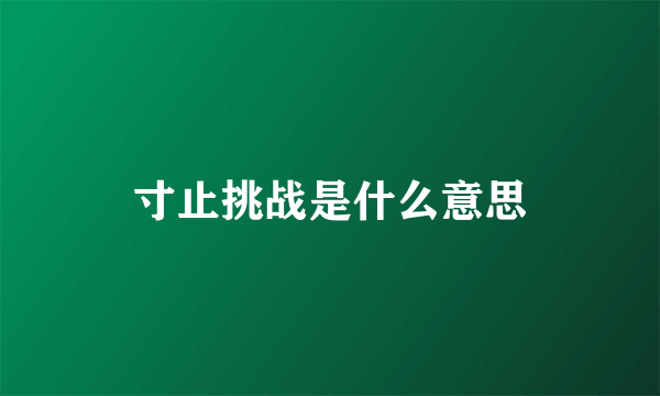 寸止挑战是什么意思