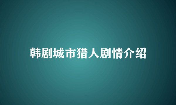 韩剧城市猎人剧情介绍