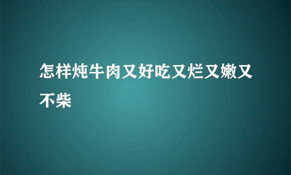 怎样炖牛肉又好吃又烂又嫩又不柴