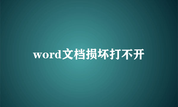 word文档损坏打不开