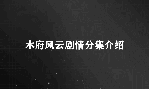 木府风云剧情分集介绍