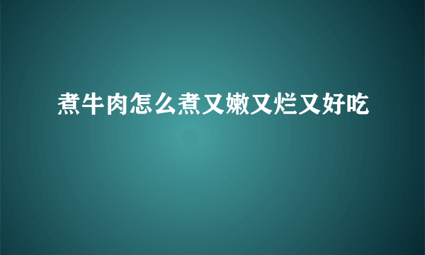 煮牛肉怎么煮又嫩又烂又好吃