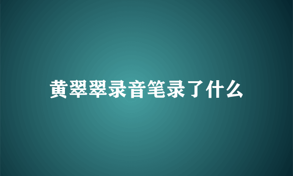 黄翠翠录音笔录了什么