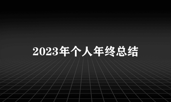 2023年个人年终总结