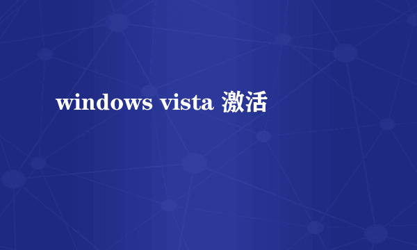 windows vista 激活