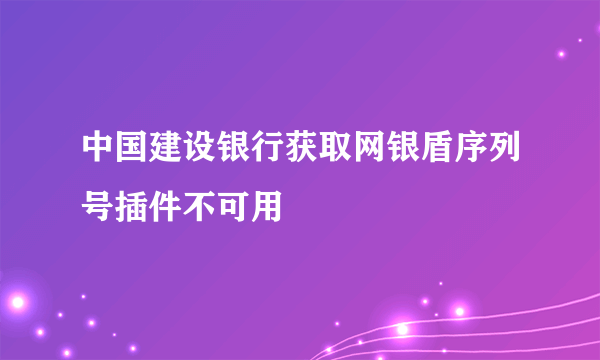 中国建设银行获取网银盾序列号插件不可用