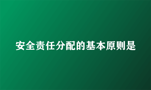 安全责任分配的基本原则是