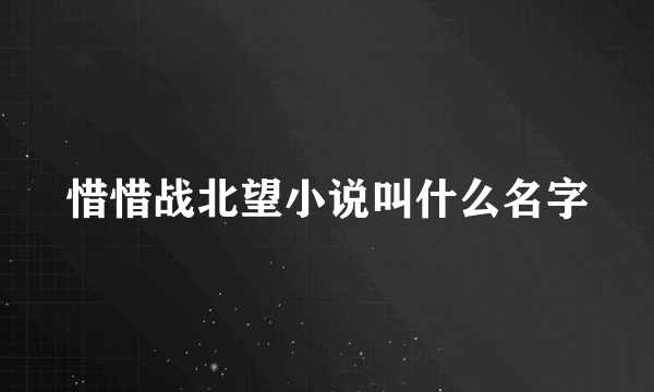 惜惜战北望小说叫什么名字