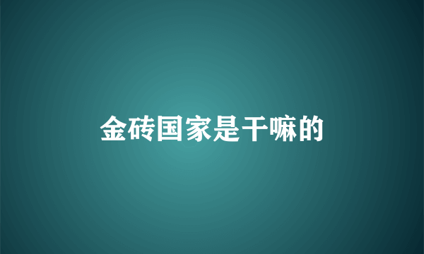 金砖国家是干嘛的