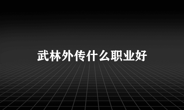 武林外传什么职业好