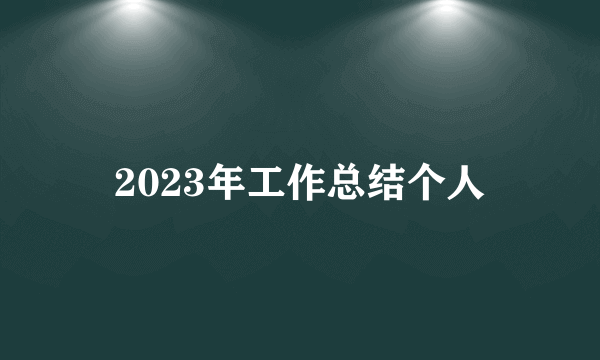 2023年工作总结个人