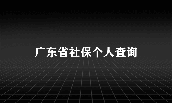 广东省社保个人查询