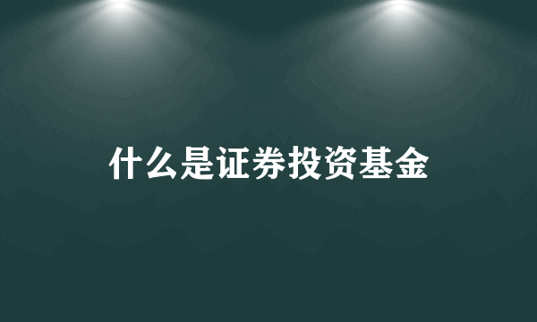 什么是证券投资基金