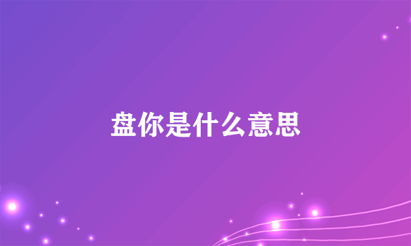 盘你是什么意思