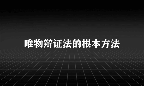 唯物辩证法的根本方法