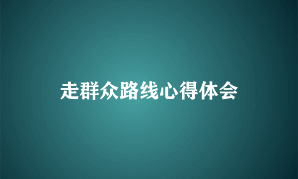 走群众路线心得体会