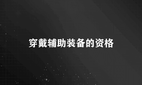 穿戴辅助装备的资格