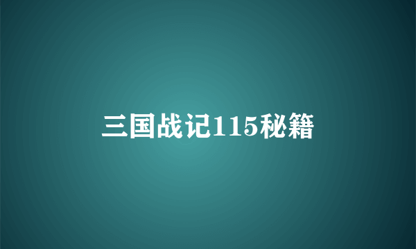 三国战记115秘籍