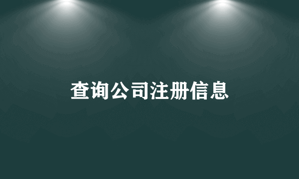 查询公司注册信息