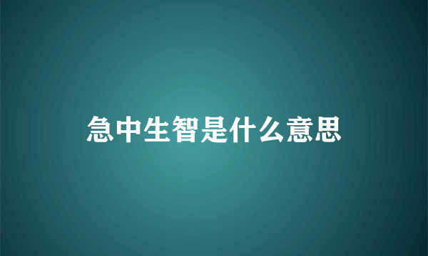 急中生智是什么意思