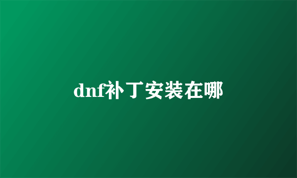 dnf补丁安装在哪