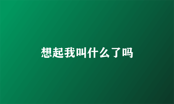 想起我叫什么了吗