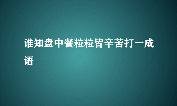 谁知盘中餐粒粒皆辛苦打一成语