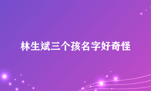 林生斌三个孩名字好奇怪