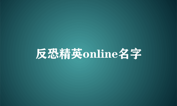 反恐精英online名字