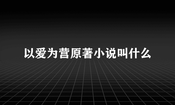 以爱为营原著小说叫什么