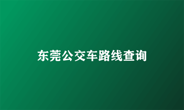 东莞公交车路线查询