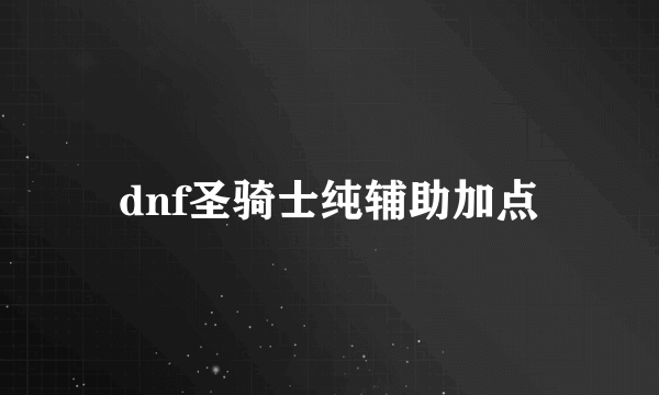 dnf圣骑士纯辅助加点