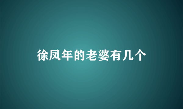 徐凤年的老婆有几个