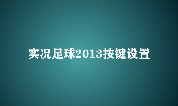 实况足球2013按键设置