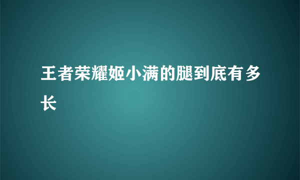 王者荣耀姬小满的腿到底有多长