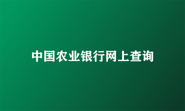 中国农业银行网上查询