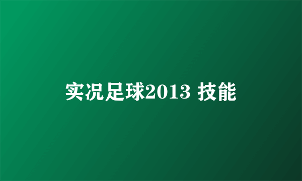 实况足球2013 技能