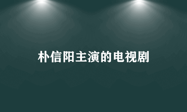 朴信阳主演的电视剧