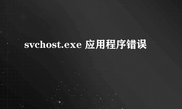 svchost.exe 应用程序错误