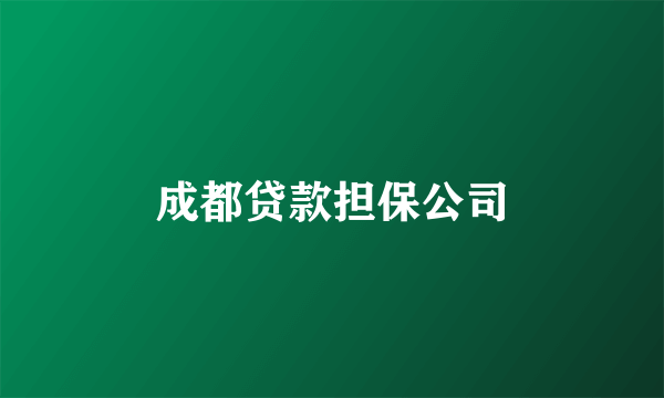 成都贷款担保公司